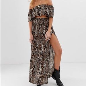 Zebra print maxi skirt